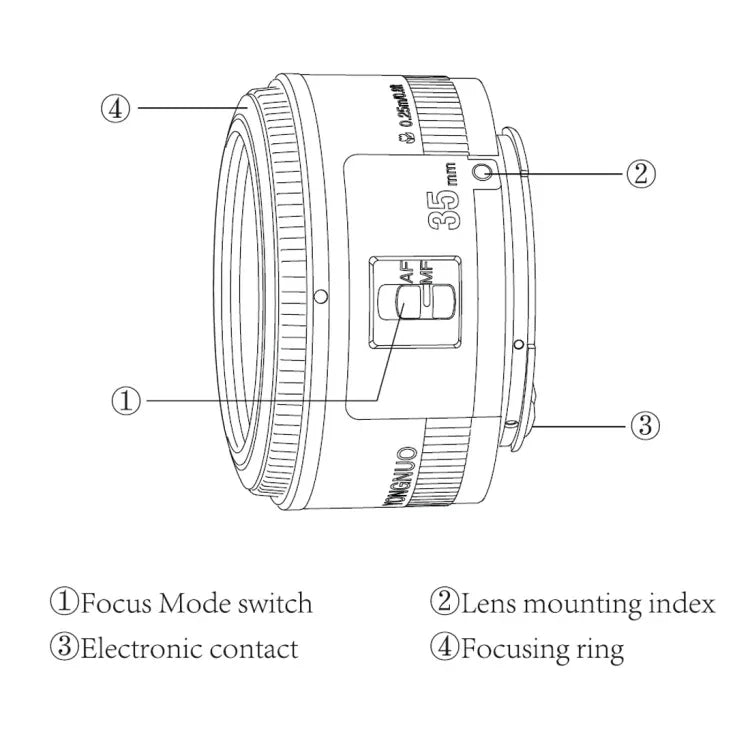 YONGNUO YN35MM F2N 1:2 Objectif à focale fixe grand angle AF/MF pour appareils photo reflex Nikon, YN35mm F2N