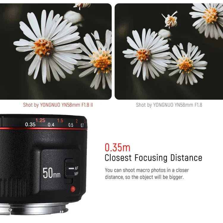 YONGNUO YN50MM F1.8C II Objectif à autofocus F1.8 pour monture Canon EF, nouvel objectif, YN50mm F1.8C II