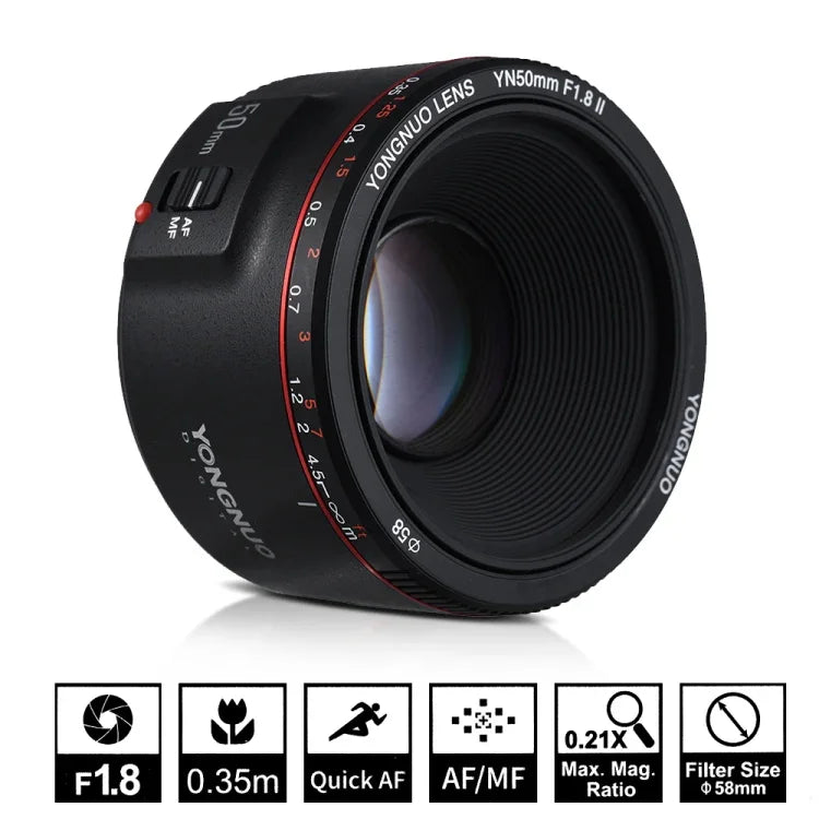 YONGNUO YN50MM F1.8C II Objectif à autofocus F1.8 pour monture Canon EF, nouvel objectif, YN50mm F1.8C II