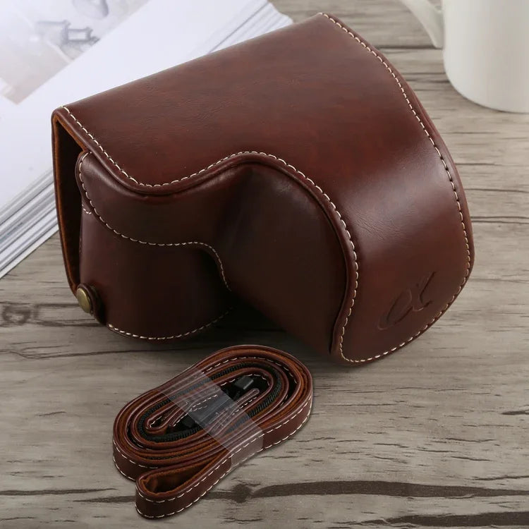 Étui intégral en cuir PU avec bandoulière pour appareil photo Sony A6300