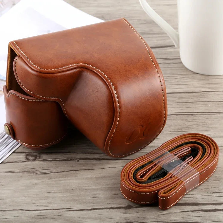 Étui intégral en cuir PU avec bandoulière pour appareil photo Sony A6300