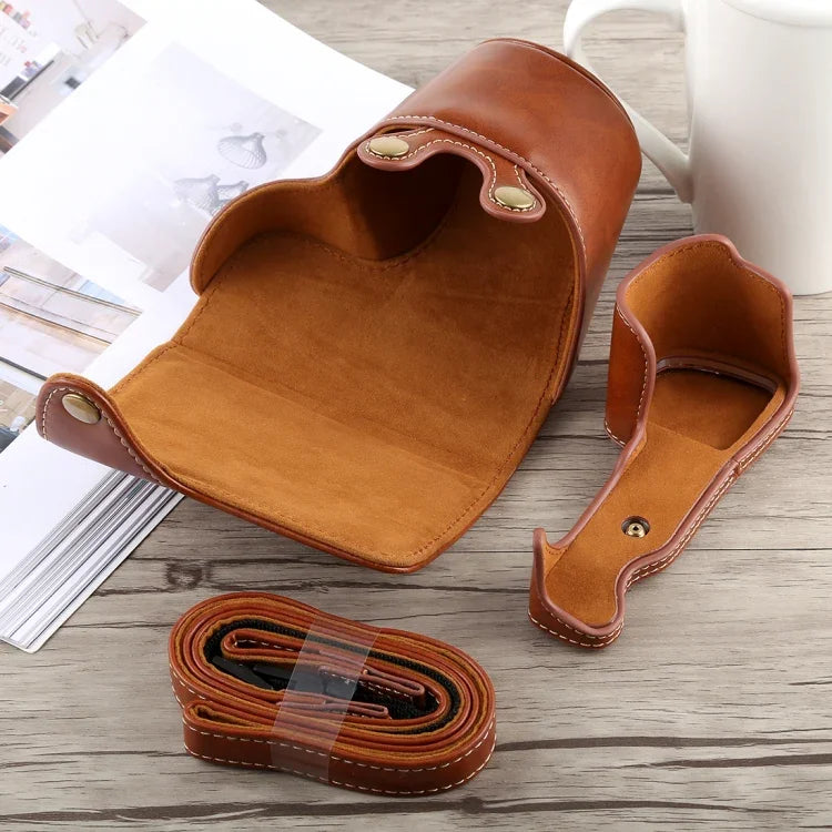Étui intégral en cuir PU avec bandoulière pour appareil photo Sony A6300