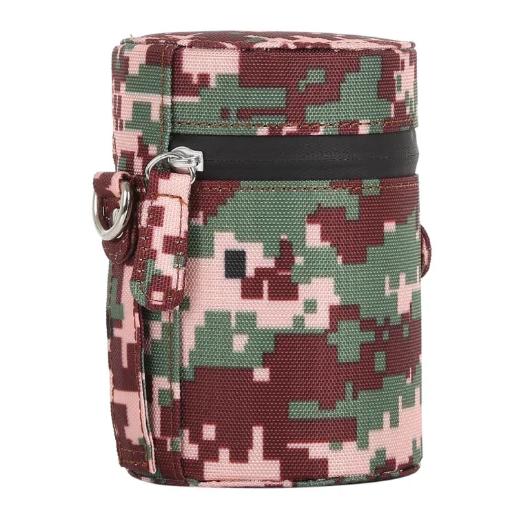 Étui à objectif camouflage, petite pochette zippée en tissu pour objectif d'appareil photo reflex numérique, dimensions : 11 x 8 x 8 cm