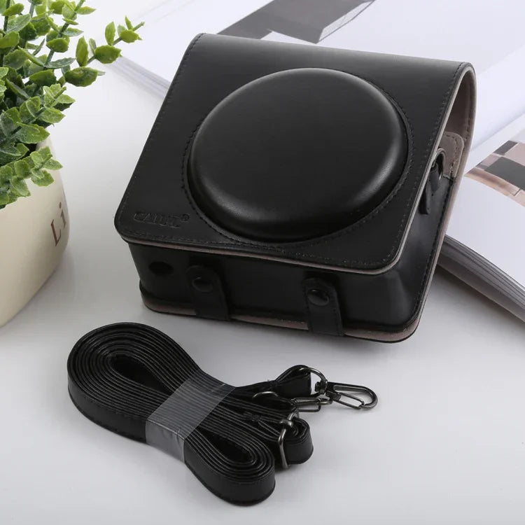 Étui en cuir PU style rétro avec bandoulière pour appareil photo FUJIFILM instax SQUARE SQ6
