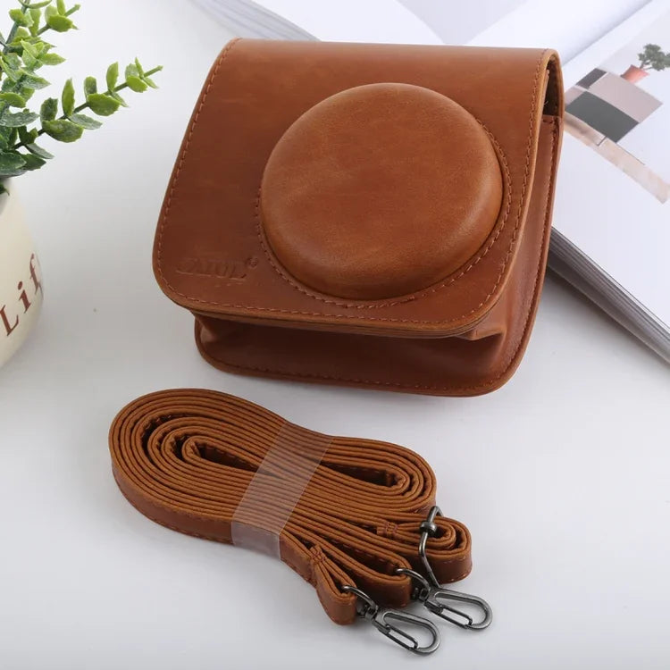 Étui en cuir PU style rétro avec bandoulière pour appareil photo FUJIFILM instax mini 9 / mini 8+ / mini 8, FUJI mini 9, FUJI mini 9