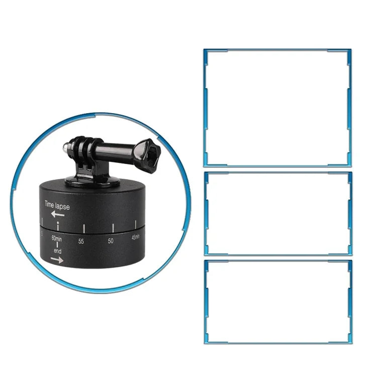 Adaptateur de tête de trépied stabilisateur à rotation automatique à 360 degrés pour GoPro, 60 minutes d'enregistrement en accéléré