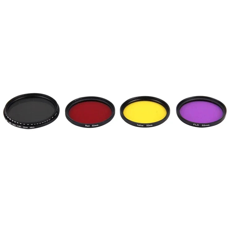 Filtre d'objectif professionnel JUNESTAR 4 en 1 52 mm (ND2-400 + Rouge + Jaune + FLD/Violet) pour GoPro HERO5/4s/4/3+/3/2, Xiaomi Xiaoyi Yi I/II 4K et caméra d'action SJCAM Sport.