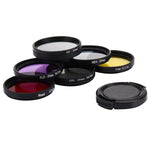 JUNESTAR Filtre d'objectif professionnel 7 en 1 37 mm (CPL + UV + ND4 + Rouge + Jaune + FLD / Violet) et capuchon de protection pour objectif pour caméra d'action GoPro HERO4 / 3+ / 3 Sport, 7 en 1