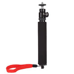 Perche à selfie universelle 360° avec corde rouge pour GoPro, téléphones portables et appareils photo compacts avec filetage 1/4", longueur : 210 à 525 mm (21 à 52 cm).