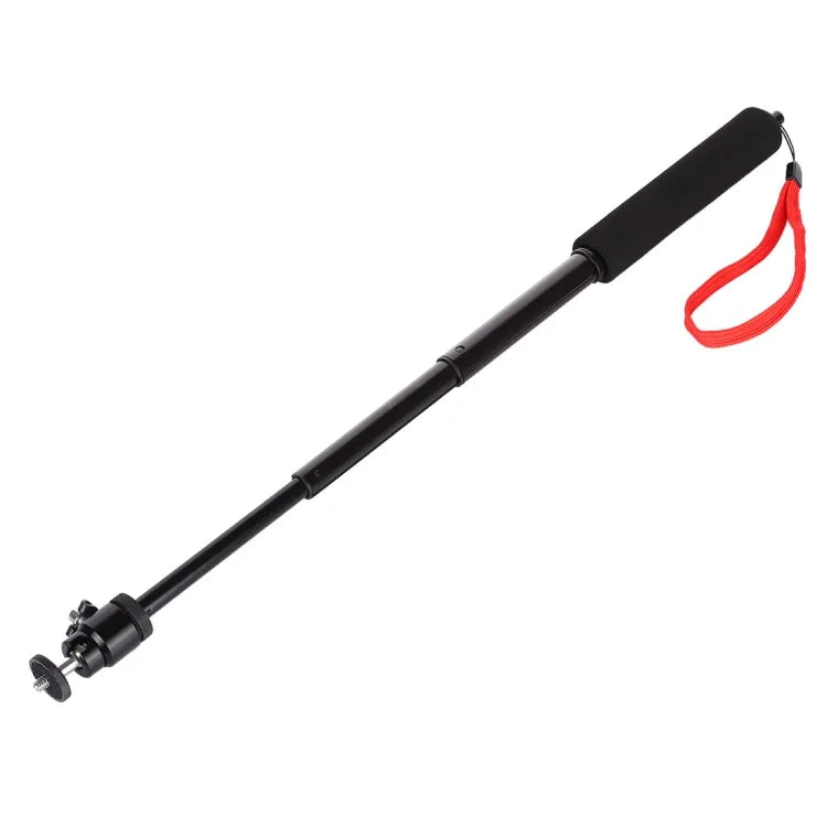 Perche à selfie universelle 360° avec corde rouge pour GoPro, téléphones portables et appareils photo compacts avec filetage 1/4", longueur : 210 à 525 mm (21 à 52 cm).