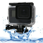 Boîtier étanche 60 m pour GoPro HERO6/5 Black avec porte arrière tactile, filtre, fixation par boucle et vis. Objectif non démonté.