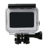 Boîtier étanche 60 m pour GoPro HERO6/5 Black avec porte arrière tactile, filtre, fixation par boucle et vis. Objectif non démonté.