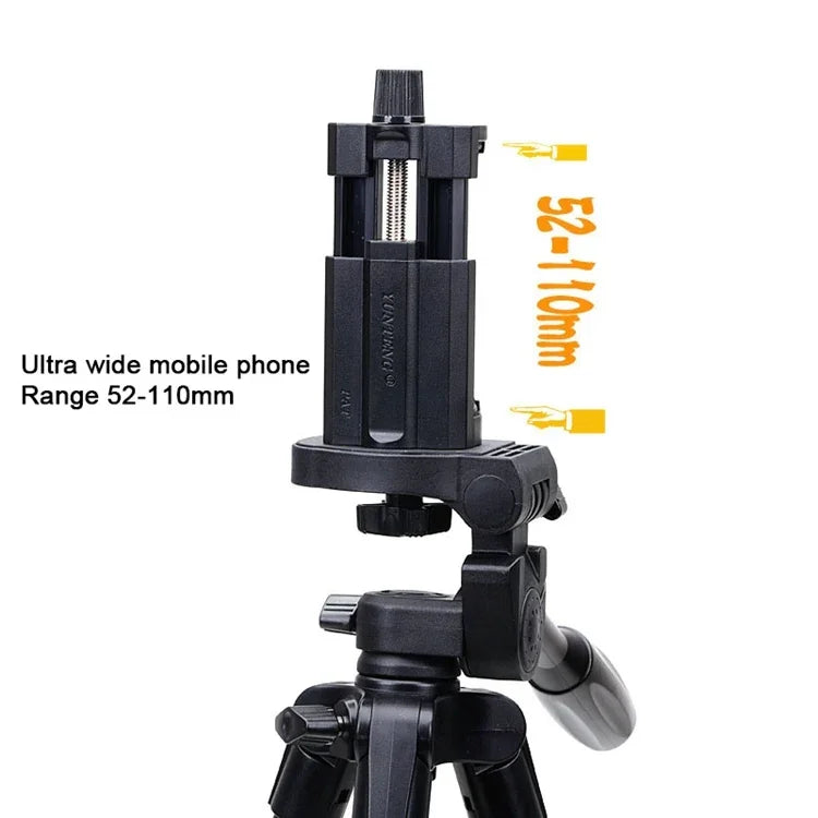 Trépied YUNTENG VCT-5208RM en alliage d'aluminium et de magnésium avec télécommande Bluetooth, rotule et pince pour téléphone, compatible avec appareils photo reflex et smartphones, hauteur : 125 cm, VCT-5208