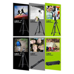 Trépied YUNTENG VCT-5208RM en alliage d'aluminium et de magnésium avec télécommande Bluetooth, rotule et pince pour téléphone, compatible avec appareils photo reflex et smartphones, hauteur : 125 cm, VCT-5208