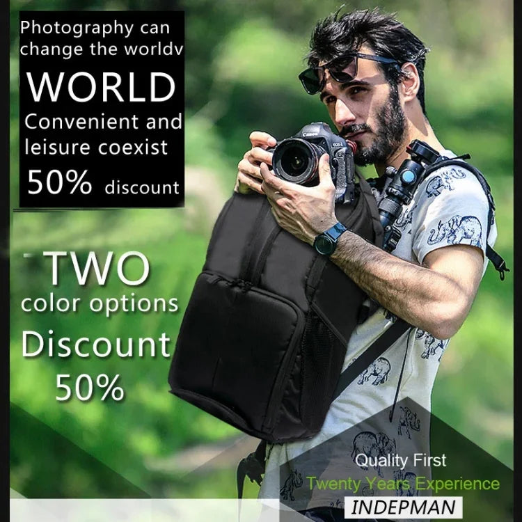INDEPMAN DL-B016 Sac à bandoulière portable étanche anti-rayures pour sports de plein air, sac pour appareil photo, téléphone, tablette pour GoPro, SJCAM, Nikon, Canon, Xiaomi Xiaoyi YI, iPad, Apple, Samsung, Huawei, taille : 25,5 * 19 * 44 cm