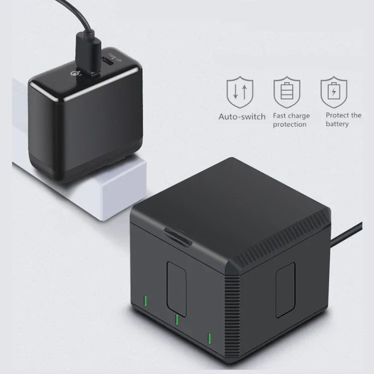Boîtier de charge triple batterie USB RUIGPRO avec indicateur LED pour DJI OSMO Action 1
