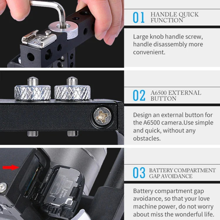 Stabilisateur vidéo YELANGU C6 pour appareils photo Sony A6000 / A6300 / A6500 / A6400