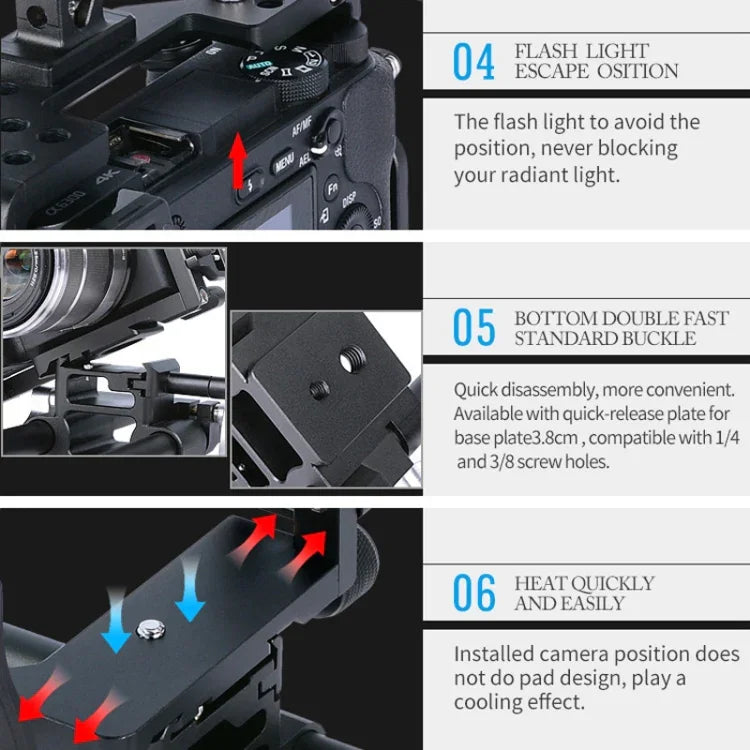 Stabilisateur vidéo YELANGU C6 pour appareils photo Sony A6000 / A6300 / A6500 / A6400