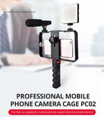 Support plastique YLG0901B pour smartphone de vlogging et diffusion en direct, stabilisateur de poignée pour tournage vidéo, compatible iPhone, Galaxy, Huawei, Xiaomi, HTC, LG, Google et autres smartphones, YLG0901B