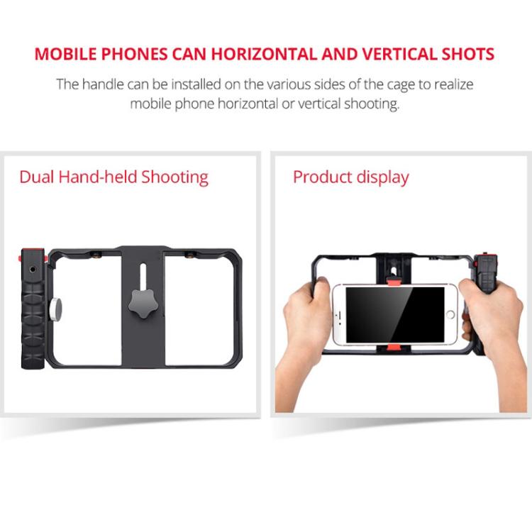 Support plastique YLG0901B pour smartphone de vlogging et diffusion en direct, stabilisateur de poignée pour tournage vidéo, compatible iPhone, Galaxy, Huawei, Xiaomi, HTC, LG, Google et autres smartphones, YLG0901B