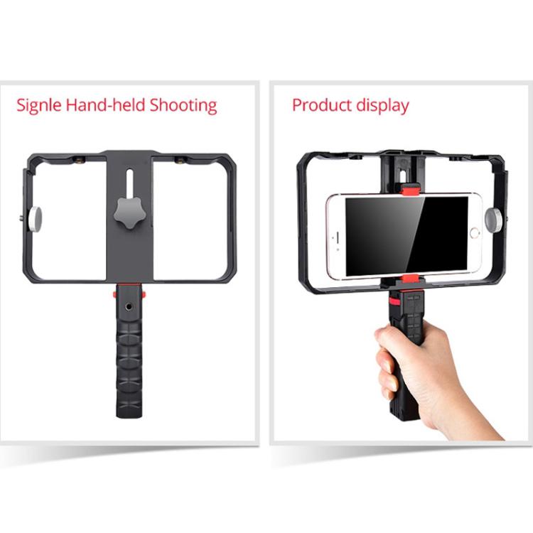 Support plastique YLG0901B pour smartphone de vlogging et diffusion en direct, stabilisateur de poignée pour tournage vidéo, compatible iPhone, Galaxy, Huawei, Xiaomi, HTC, LG, Google et autres smartphones, YLG0901B