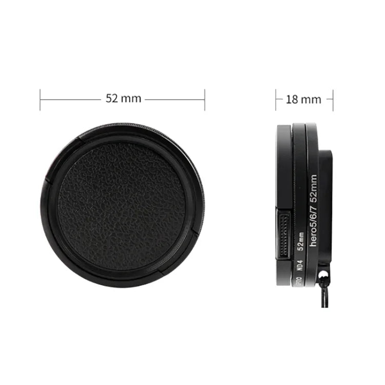 Filtre macro professionnel RUIGPRO 52 mm 10x pour GoPro HERO 7/6/5 avec bague d'adaptation et bouchon d'objectif.