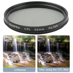 Filtre CPL RUIGPRO 52 mm pour GoPro HERO 7/6/5 Professional avec bague d'adaptation et bouchon d'objectif.