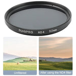 Filtre ND4 RUIGPRO 52 mm pour GoPro HERO 7/6/5 Professional avec bague d'adaptation et bouchon d'objectif.