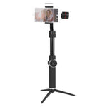 Stabilisateur cardan à main en aluminium sans balais AFI V5 lisse 3 axes avec support trépied et lumière d'appoint pour smartphones jusqu'à 6 pouces, support de suivi du visage