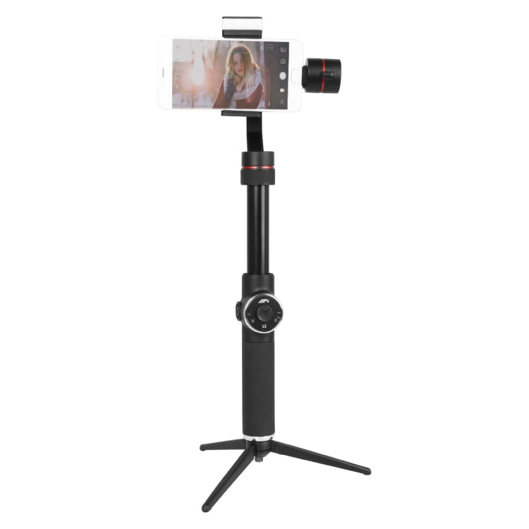 Stabilisateur cardan à main en aluminium sans balais AFI V5 lisse 3 axes avec support trépied et lumière d'appoint pour smartphones jusqu'à 6 pouces, support de suivi du visage