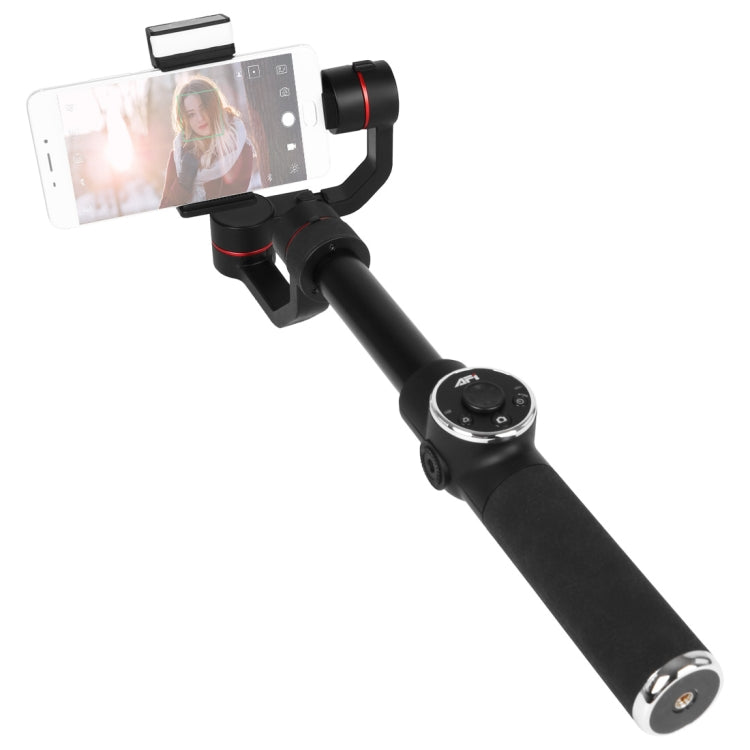 Stabilisateur cardan à main en aluminium sans balais AFI V5 lisse 3 axes avec support trépied et lumière d'appoint pour smartphones jusqu'à 6 pouces, support de suivi du visage
