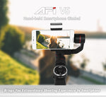 Stabilisateur cardan à main en aluminium sans balais AFI V5 lisse 3 axes avec support trépied et lumière d'appoint pour smartphones jusqu'à 6 pouces, support de suivi du visage