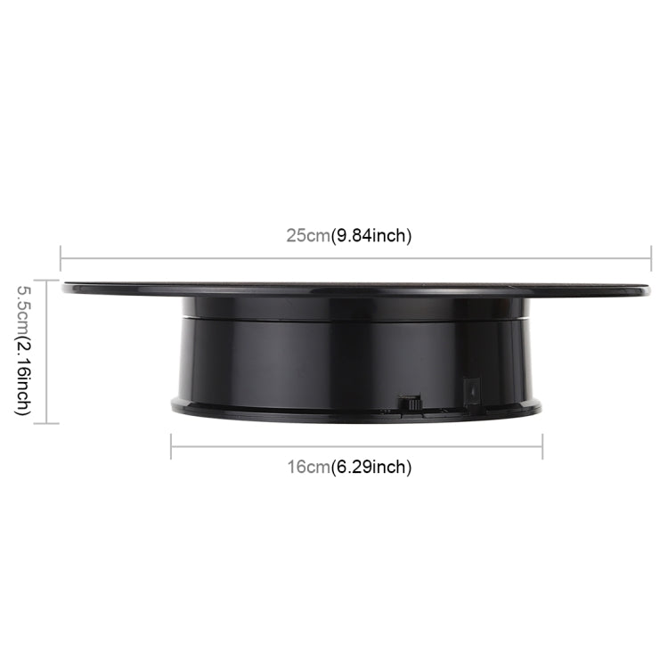 Présentoir tournant électrique à 360 degrés de 25 cm, pour la prise de vue vidéo, photographie, charge 3 kg, alimenté par piles, 25 cm/alimenté par piles(B), 25 cm/alimenté par piles(BW), 25 cm/alimenté par piles(W)