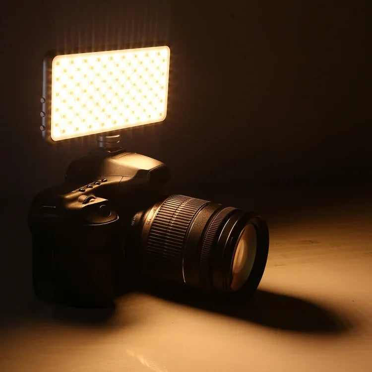 LED011S Lampe de studio photo et vidéo professionnelle de poche avec 180 LED, écran OLED et adaptateur griffe pour appareils photo reflex numériques Canon/Nikon.