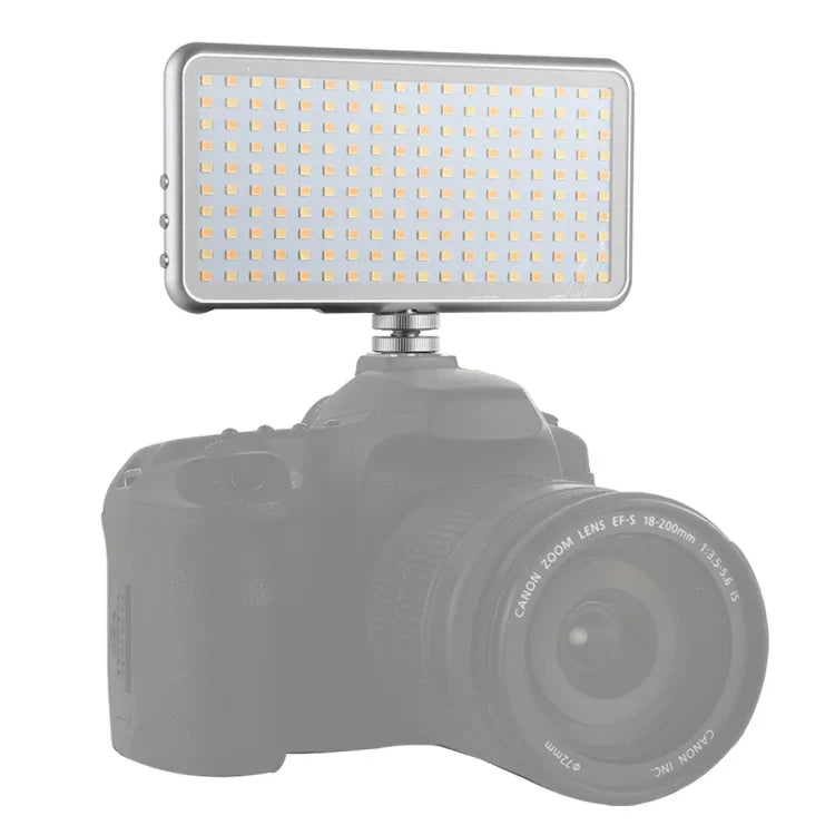 LED011S Lampe de studio photo et vidéo professionnelle de poche avec 180 LED, écran OLED et adaptateur griffe pour appareils photo reflex numériques Canon/Nikon.