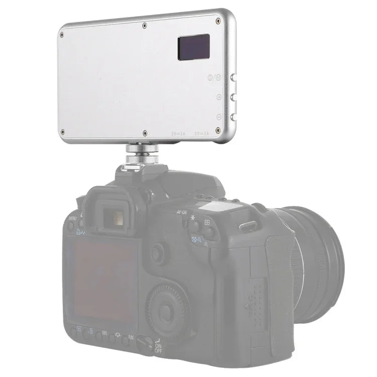 LED011S Lampe de studio photo et vidéo professionnelle de poche avec 180 LED, écran OLED et adaptateur griffe pour appareils photo reflex numériques Canon/Nikon.