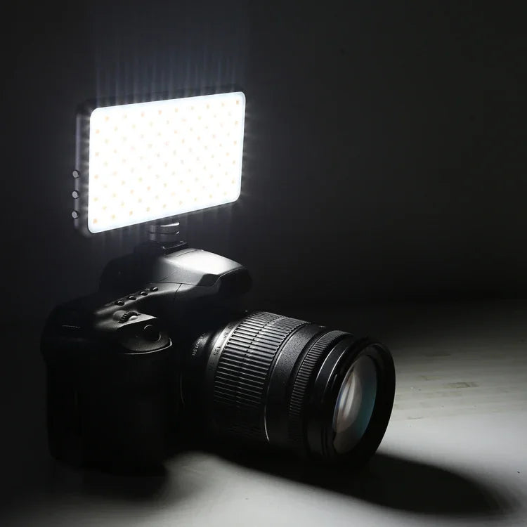 LED011S Lampe de studio photo et vidéo professionnelle de poche avec 180 LED, écran OLED et adaptateur griffe pour appareils photo reflex numériques Canon/Nikon.