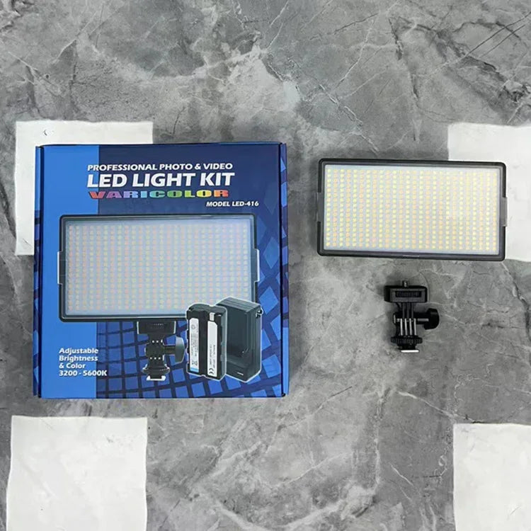 Éclairage LED01 416 LED 3600LM professionnel pour vlogging, photographie, vidéo et studio photo, compatible avec les appareils photo reflex numériques Canon/Nikon.