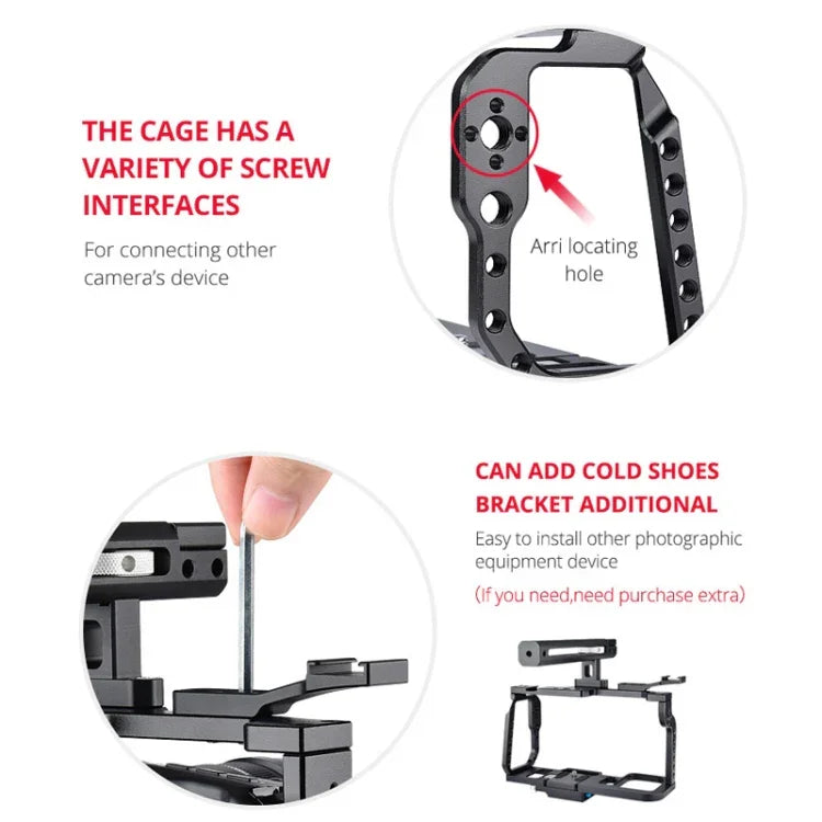 YELANGU C9-A YLG0911A Poignée Stabilisateur de cage pour caméra vidéo DJI BMPCC 4K, C9-A
