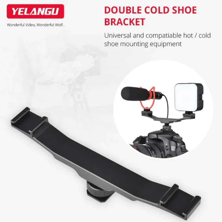 Adaptateur de fixation double griffe porte-accessoires YELANGU YLG0702A, support d'extension en alliage d'aluminium, support double griffe porte-accessoires.