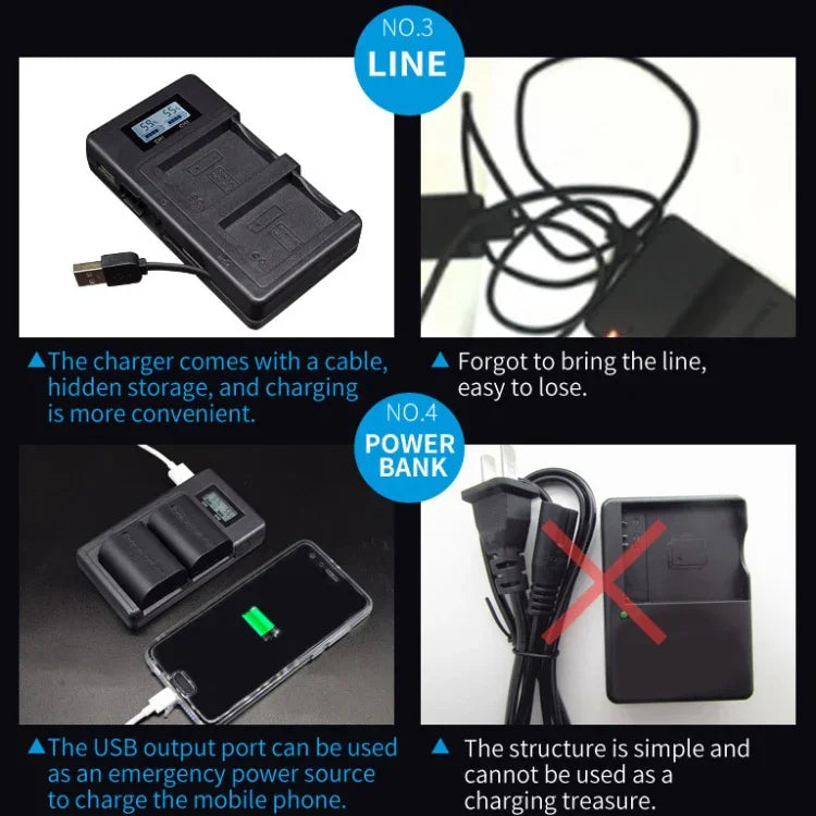 Chargeur de batterie et écran LCD numérique pour appareils photo reflex numériques Canon série LP-E6