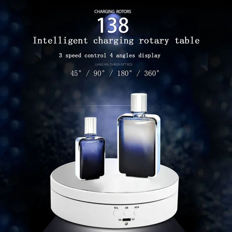 Plateau tournant intelligent de 13,8 cm avec chargement USB et rotation à 360°, support idéal pour la prise de photos et de vidéos, supporte jusqu'à 3 kg.