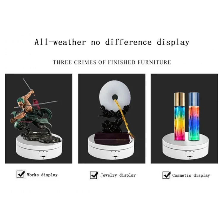 Plateau tournant intelligent de 13,8 cm avec chargement USB et rotation à 360°, support idéal pour la prise de photos et de vidéos, supporte jusqu'à 3 kg.