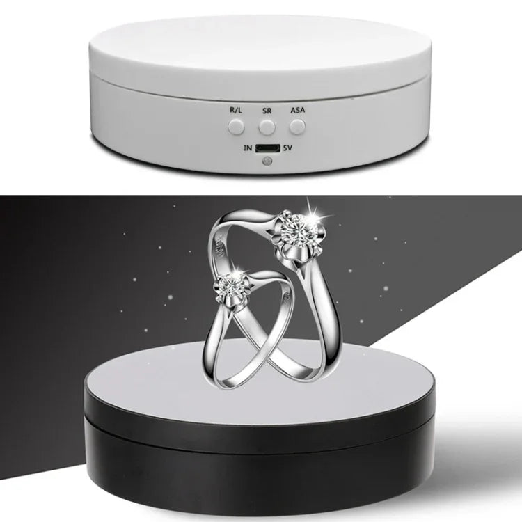 Plateau tournant intelligent de 13,8 cm avec chargement USB et rotation à 360°, support idéal pour la prise de photos et de vidéos, supporte jusqu'à 3 kg.