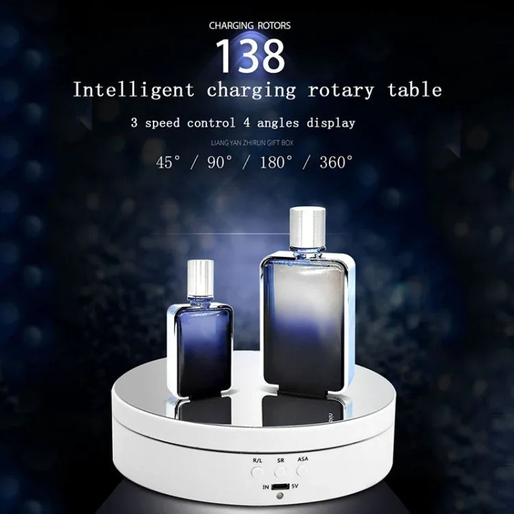 Plateau tournant intelligent de 13,8 cm avec miroir, chargement USB et rotation à 360°, support idéal pour la prise de photos et de vidéos, supporte jusqu'à 3 kg, miroir de 13,8 cm / Alimentation USB (W)