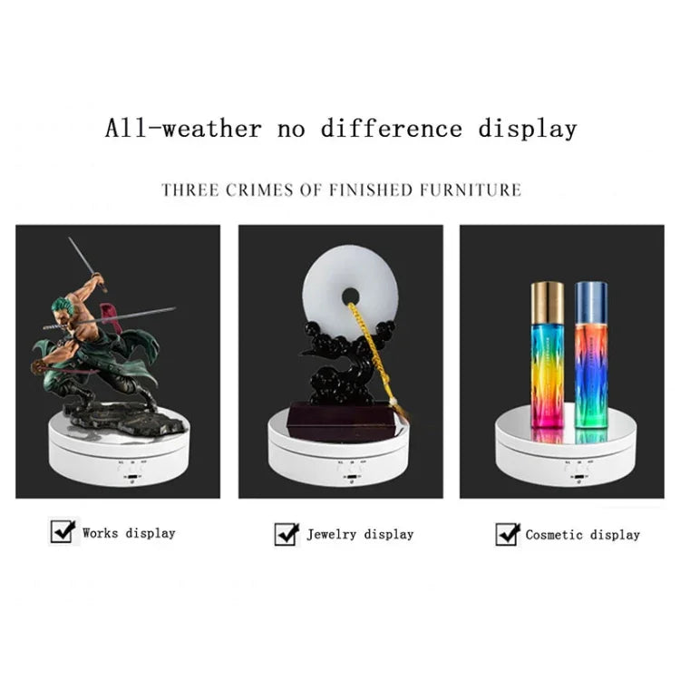 Plateau tournant intelligent de 13,8 cm avec miroir, chargement USB et rotation à 360°, support idéal pour la prise de photos et de vidéos, supporte jusqu'à 3 kg, miroir de 13,8 cm / Alimentation USB (W)