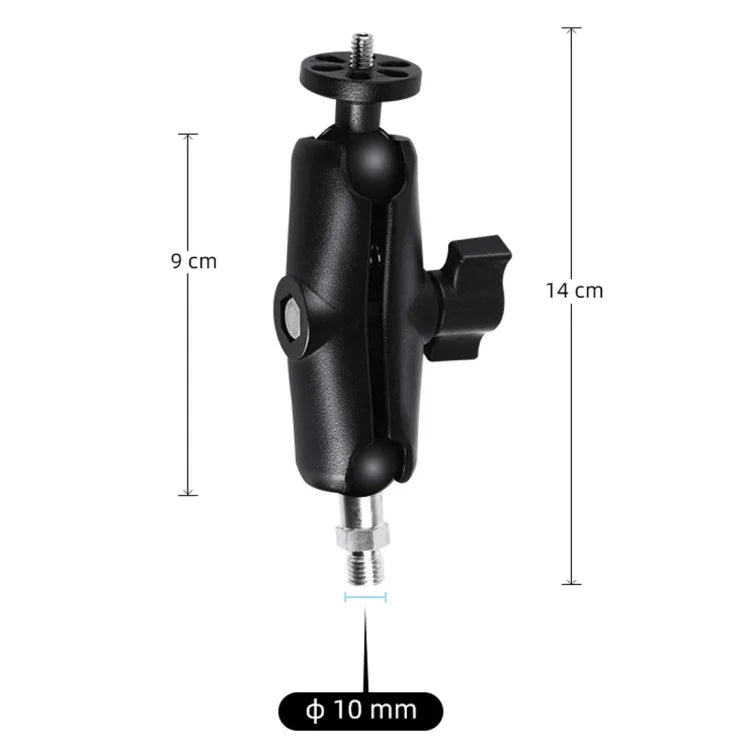 Support de fixation pour moto avec tige de connexion M10 de 9 cm, adaptateur pour trépied et vis inclus, compatible avec GoPro, Insta360, DJI et autres caméras d'action.