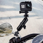 Support de rétroviseur moto à rotule de 20 mm avec tige de connexion de 9 cm, adaptateur pour trépied et vis inclus pour GoPro, Insta360, DJI et autres caméras d'action.