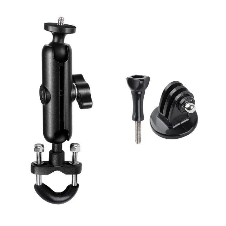 Support de fixation pour guidon de moto avec rotule de 20 mm, tige de connexion de 9 cm, adaptateur pour trépied et vis inclus, compatible avec GoPro, Insta360, DJI et autres caméras d'action.