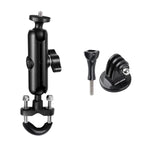 Support de fixation pour guidon de moto avec rotule de 20 mm, tige de connexion de 9 cm, adaptateur pour trépied et vis inclus, compatible avec GoPro, Insta360, DJI et autres caméras d'action.